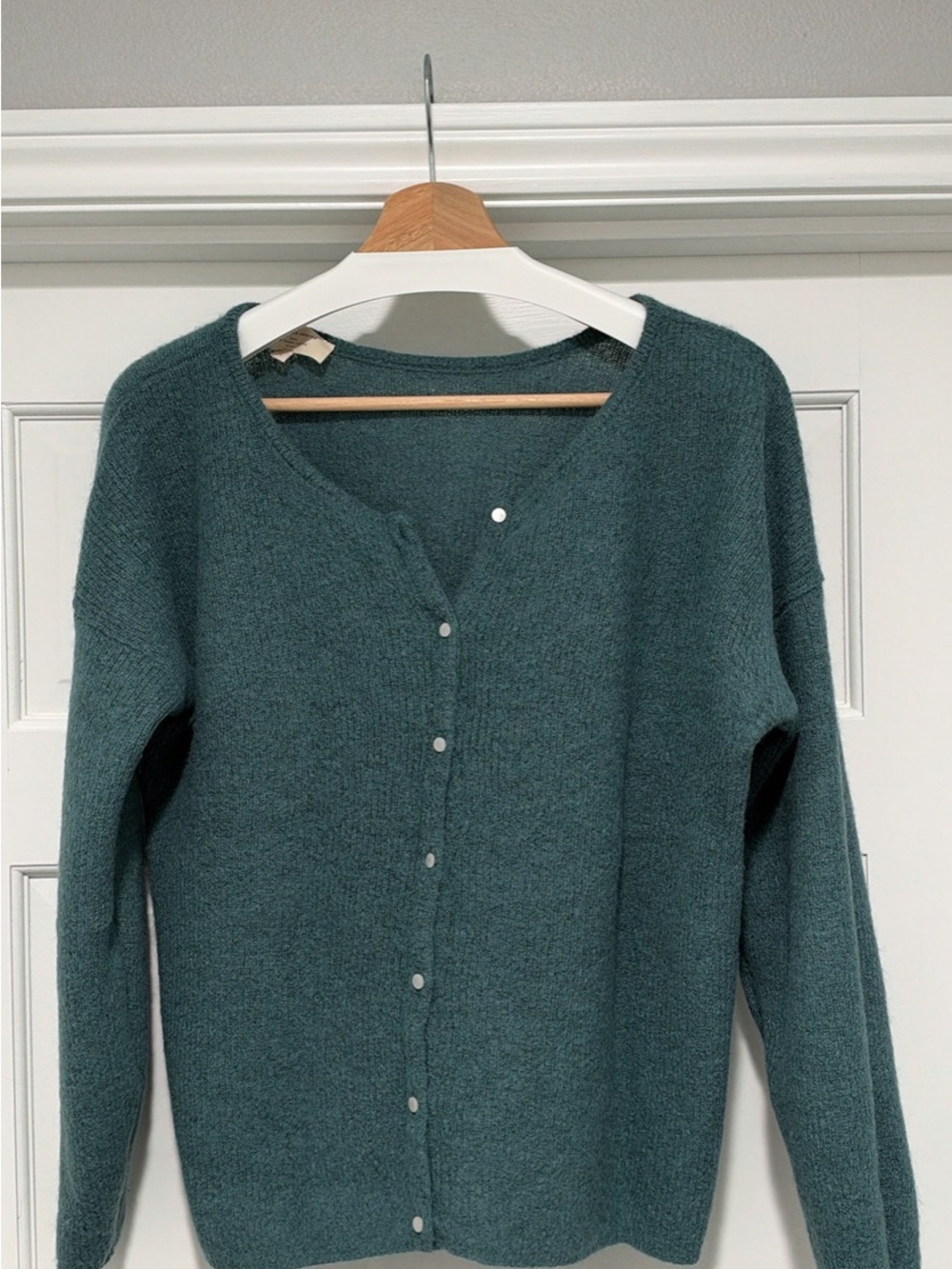 Women's Teal Button-Front Knit Cardigan Sweater